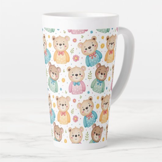 Teddy bear and flowers latte mok (Rechterhoek)