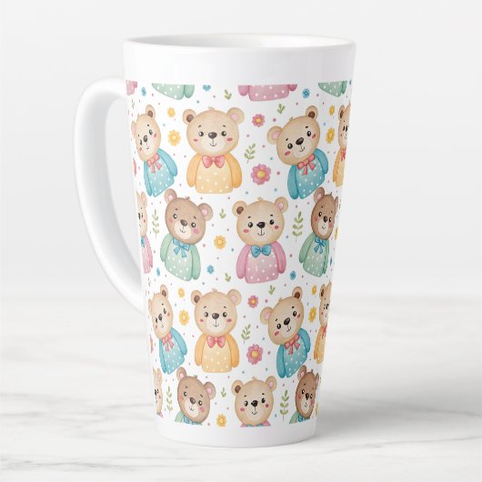 Teddy bear and flowers latte mok (Linkerhoek)