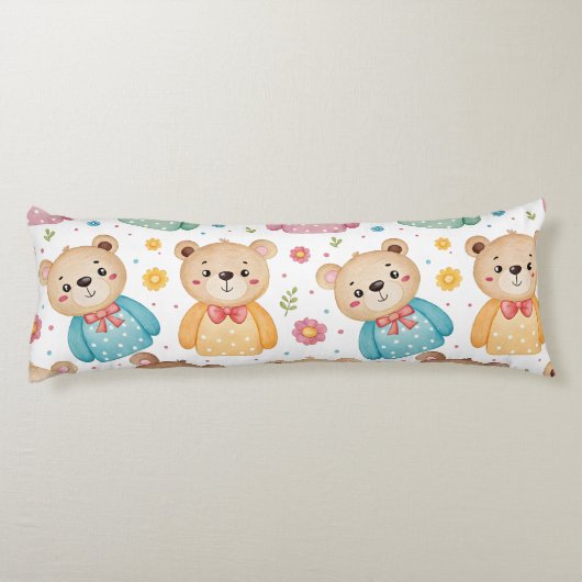 Teddy bear and flowers lichaamskussen (Achterkant)