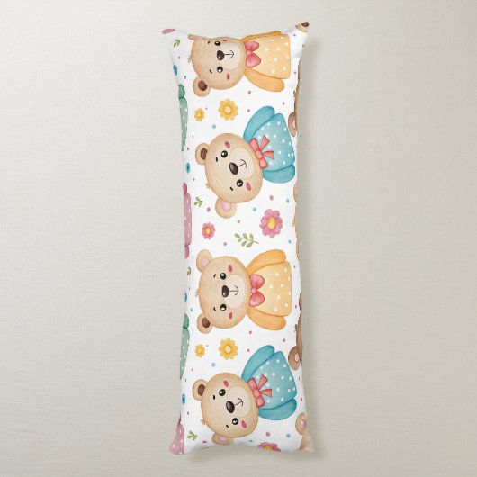 Teddy bear and flowers lichaamskussen (Achterkant (Verticaal))