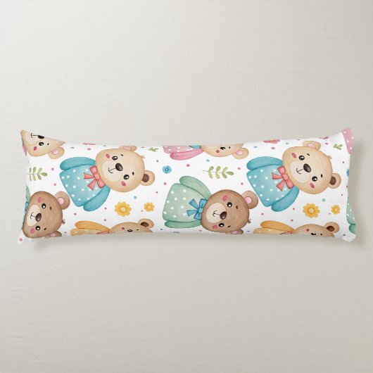 Teddy bear and flowers lichaamskussen (Voorkant)