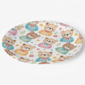 Teddy bear and flowers papieren bordje (Gekanteld)