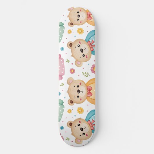 Teddy bear and flowers persoonlijk skateboard (Voorkant)