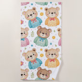 Teddy bear and flowers strandlaken (Voorkant)