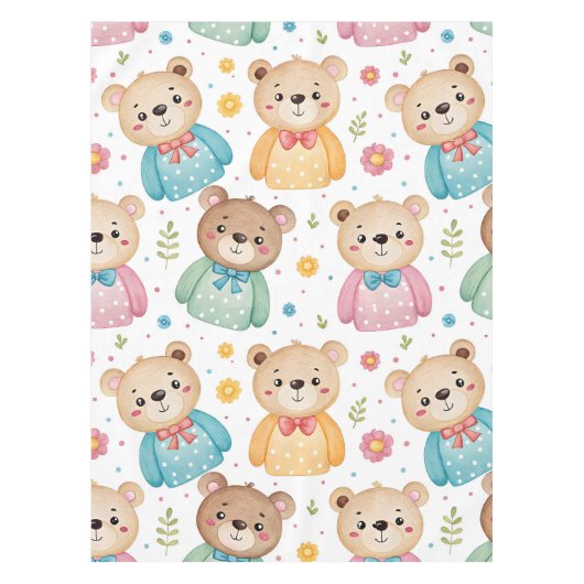 Teddy bear and flowers tafelkleed (Voorkant)