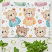 Teddy bear and flowers theedoek (Gevouwen)