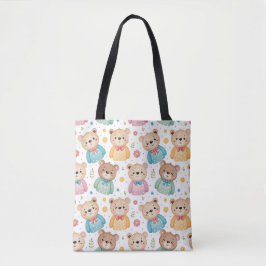 Teddy bear and flowers tote bag
