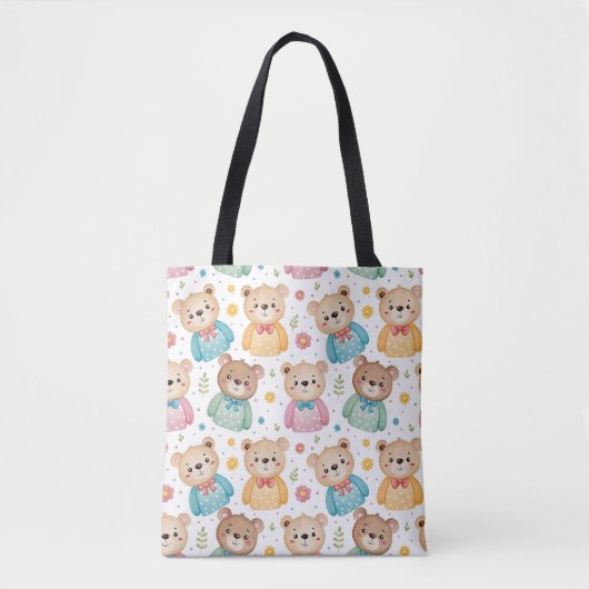 Teddy bear and flowers tote bag (Voorkant)