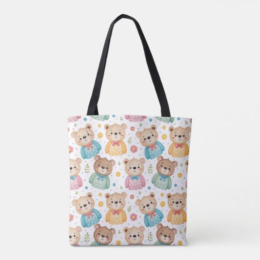 Teddy bear and flowers tote bag (Achterkant)