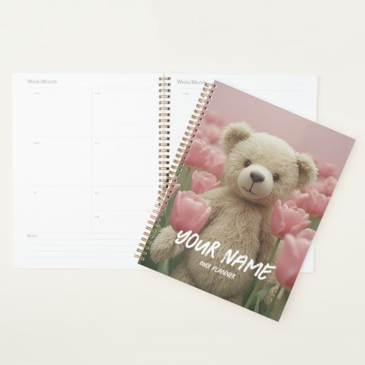 Teddy Bear and Pink Tulip Planner Gentle Planning (Display)