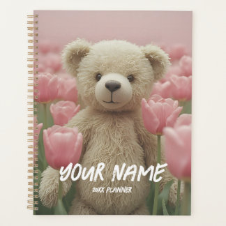 Teddy Bear and Pink Tulip Planner Gentle Planning