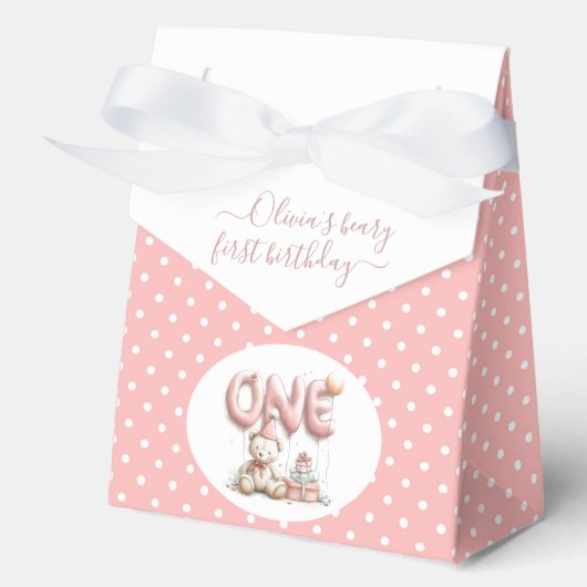 Teddy Bear and Polka Dot Happy Birthday  Bedankdoosjes (Voorkant)