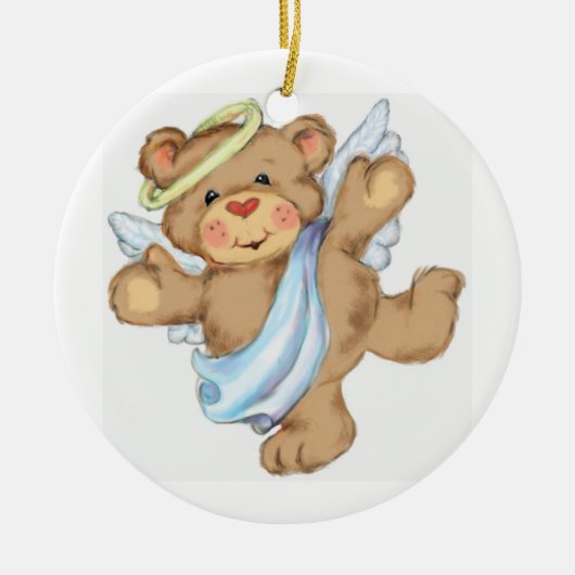 Teddy Bear Angel Keramisch Ornament (Voorkant)