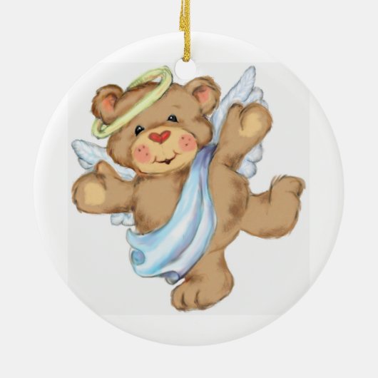 Teddy Bear Angel Keramisch Ornament (Achterkant)