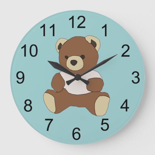 Teddy Bear Animal Wall Clock Grote Klok (Voorkant)