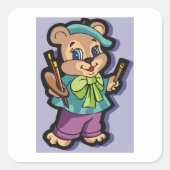 Teddy Bear Artiest Vierkante Sticker (Voorkant)