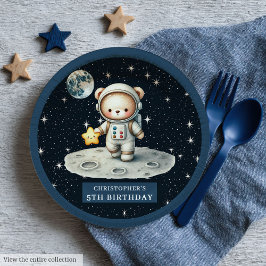 Teddy Bear Astronaut Baby Boy Douche Aangepaste Bo Papieren Bordje