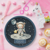 Teddy Bear Astronaut Baby Boy Douche Aangepaste Bo Papieren Bordje (Feest)