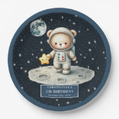 Teddy Bear Astronaut Baby Boy Douche Aangepaste Bo Papieren Bordje (Voorkant)