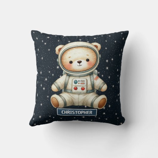 Teddy Bear Astronaut Baby Boy Pillow Space Nursery Kussen (Achterkant)