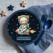 Teddy Bear Astronaut Baby Boy Verjaardag Custom Papieren Bordje