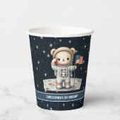 Teddy Bear Astronaut Baby Boy Verjaardagscups Set Papieren Bekers (Achterkant)
