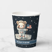 Teddy Bear Astronaut Baby Boy Verjaardagscups Set Papieren Bekers (Voorkant)