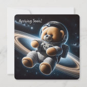Teddy Bear Astronaut Baby Jongensdouche Kaart (Voorkant)