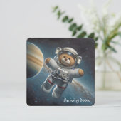 Teddy Bear Astronaut Baby Jongensdouche Kaart (Staand voorkant)