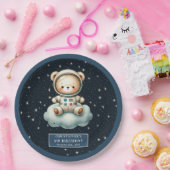 Teddy Bear Astronaut Baby shower gepersonaliseerd Papieren Bordje (Feest)