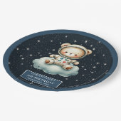 Teddy Bear Astronaut Baby shower gepersonaliseerd Papieren Bordje (Gekanteld)