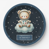 Teddy Bear Astronaut Baby shower gepersonaliseerd Papieren Bordje (Voorkant)