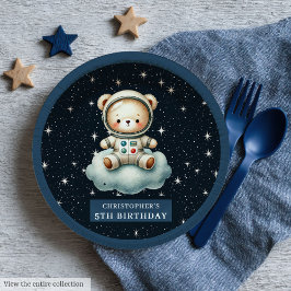 Teddy Bear Astronaut Baby shower gepersonaliseerd Papieren Bordje