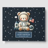 Teddy Bear Astronaut Boy Baby shower Logboek Gastenboek (Voorkant)