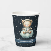 Teddy Bear Astronaut Boy Party Cups Ruimteverjaard Papieren Bekers (Achterkant)