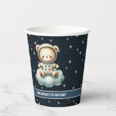 Teddy Bear Astronaut Boy Party Cups Ruimteverjaard Papieren Bekers (Voorkant)