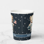 Teddy Bear Astronaut Boy Verjaardagsfeestje Papier Papieren Bekers (Rechts)