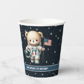 Teddy Bear Astronaut Boy Verjaardagsfeestje Papier Papieren Bekers (Voorkant)