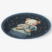 Teddy Bear Astronaut Custom Name Baby shower Bord (Gekanteld)