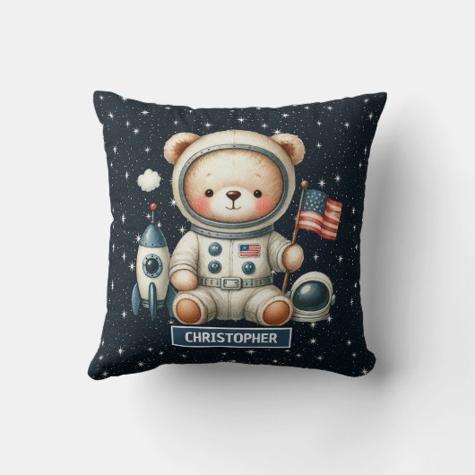 Teddy Bear Astronaut Decoratief Kussen Baby Boy (Achterkant)