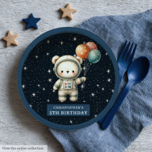 Teddy Bear Astronaut Douche Papier Borden Baby Boy
