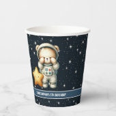 Teddy Bear Astronaut Gepersonaliseerde Jongensverj Papieren Bekers (Voorkant)