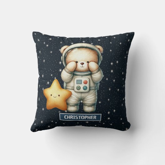 Teddy Bear Astronaut Kussen Baby Boy Kwekerij Deco (Achterkant)