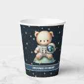 Teddy Bear Astronaut Paper Cups Boy Verjaardagsfee Papieren Bekers (Achterkant)