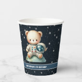 Teddy Bear Astronaut Paper Cups Boy Verjaardagsfee Papieren Bekers (Voorkant)