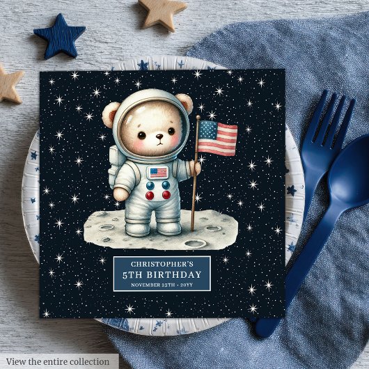 Teddy Bear Astronaut Party Napkins Boy Verjaardag Servet