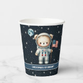 Teddy Bear Astronaut Space Party Cups Baby Boy Papieren Bekers (Achterkant)