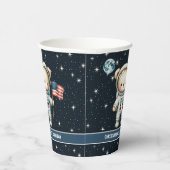 Teddy Bear Astronaut Space Party Cups Baby Boy Papieren Bekers (Rechts)