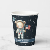 Teddy Bear Astronaut Space Party Cups Baby Boy Papieren Bekers (Voorkant)