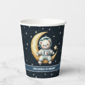 Teddy Bear Astronaut Verjaardag Jongen Party Papie Papieren Bekers (Achterkant)